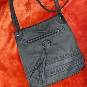 Gray fringe purse